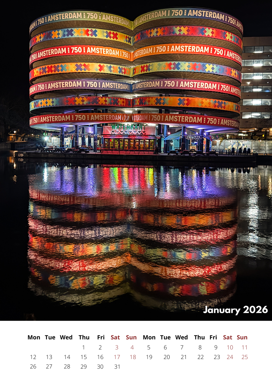 Amsterdam 2026 Calendar - FREE WORLDWIDE SHIPPING