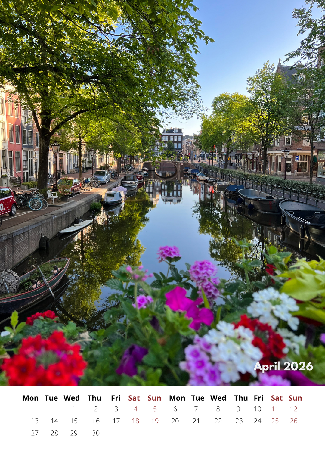 Amsterdam 2026 Calendar - FREE WORLDWIDE SHIPPING