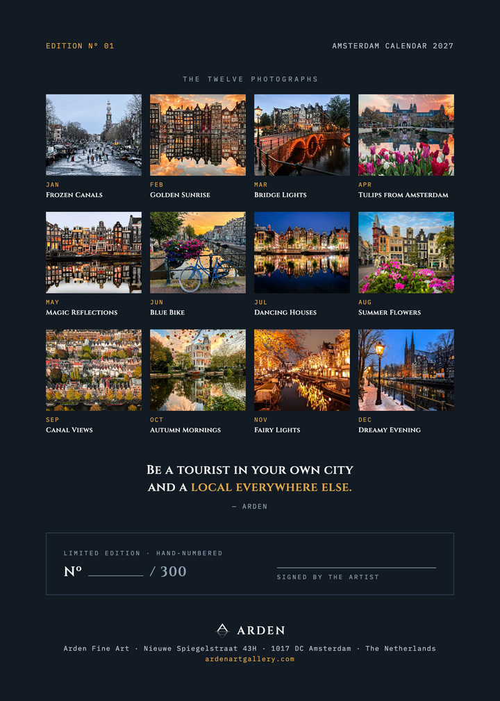 Amsterdam 2027 Calendar - FREE WORLDWIDE SHIPPING
