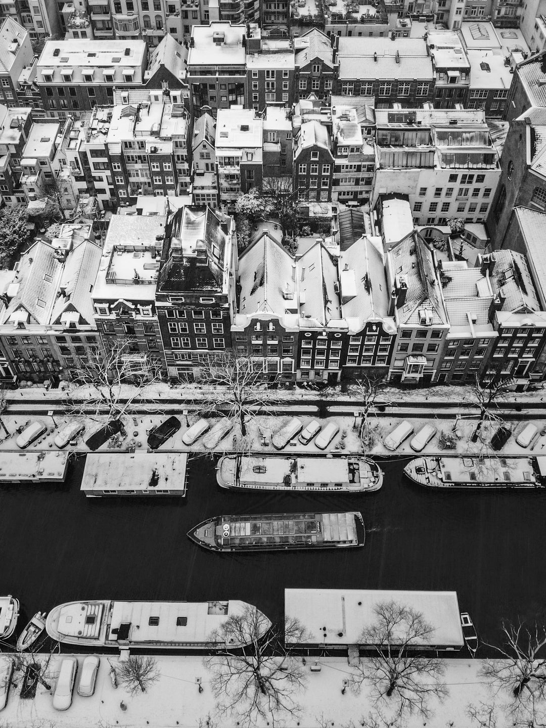 Snowy Amsterdam from Above