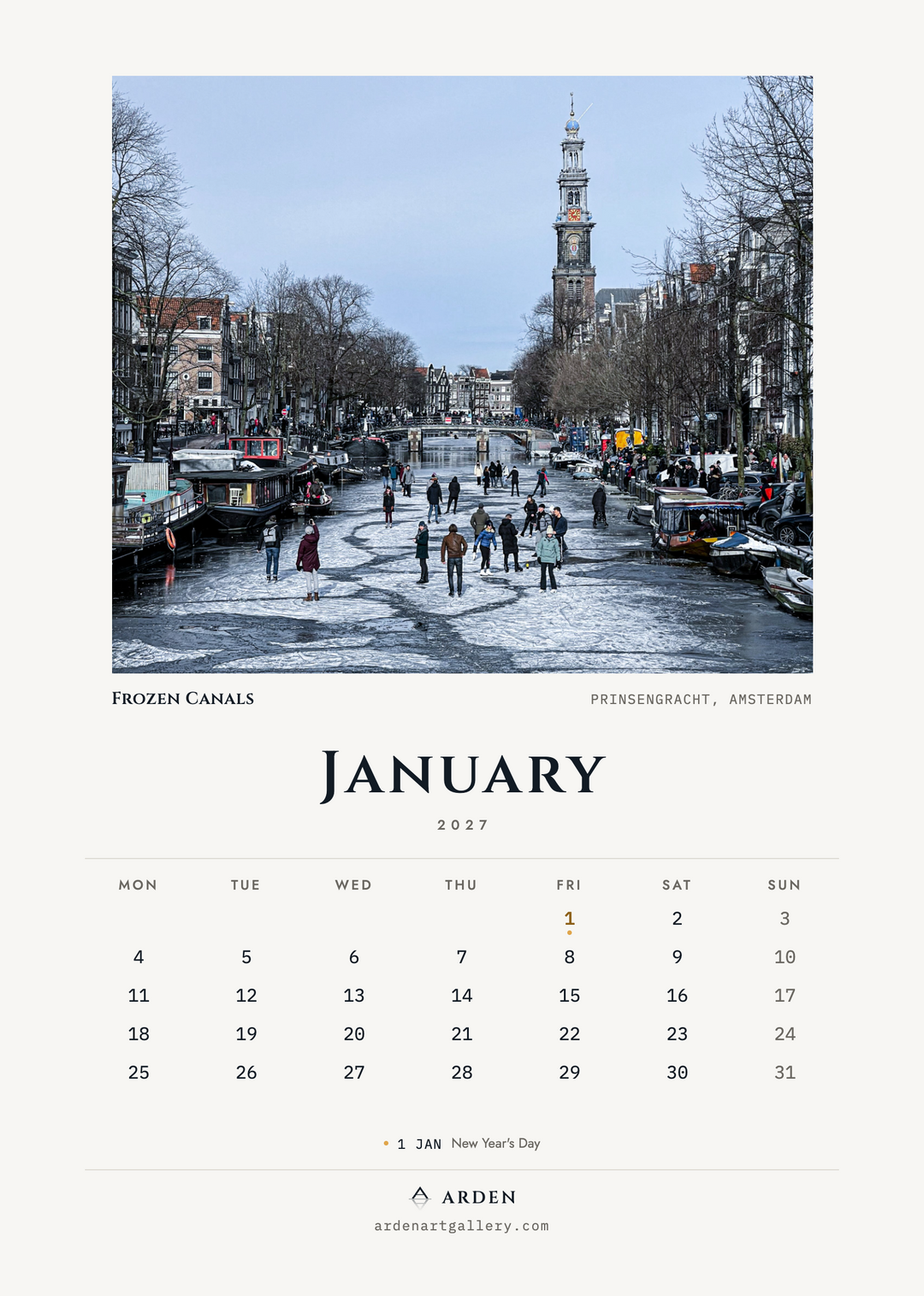 Amsterdam 2027 Calendar - FREE WORLDWIDE SHIPPING