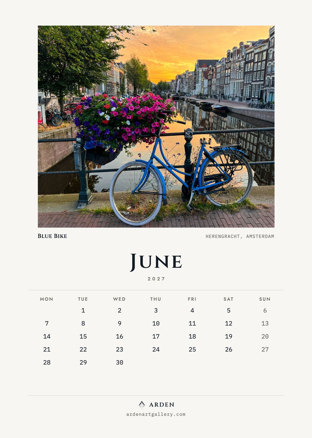 Amsterdam 2027 Calendar - FREE WORLDWIDE SHIPPING