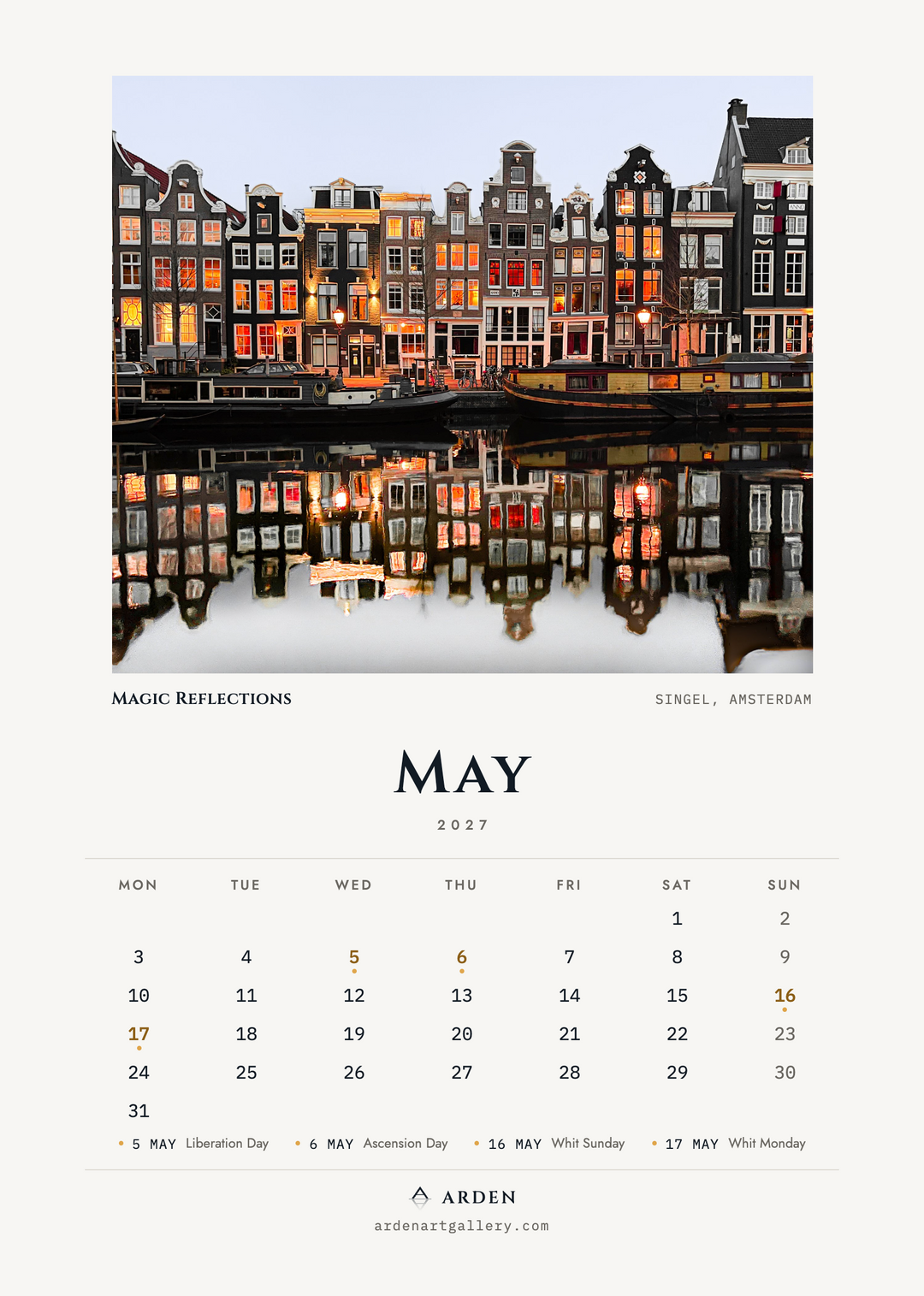 Amsterdam 2027 Calendar - FREE WORLDWIDE SHIPPING